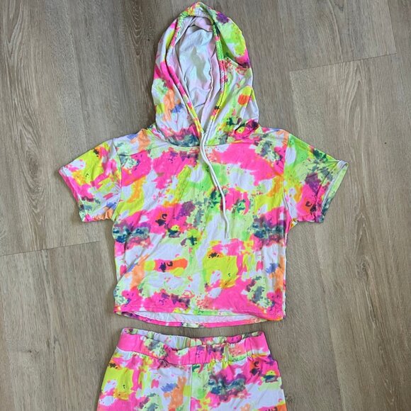 Rainbow Tie Dye Top & Shorts Women's 2-piece - Picture 2 of 4